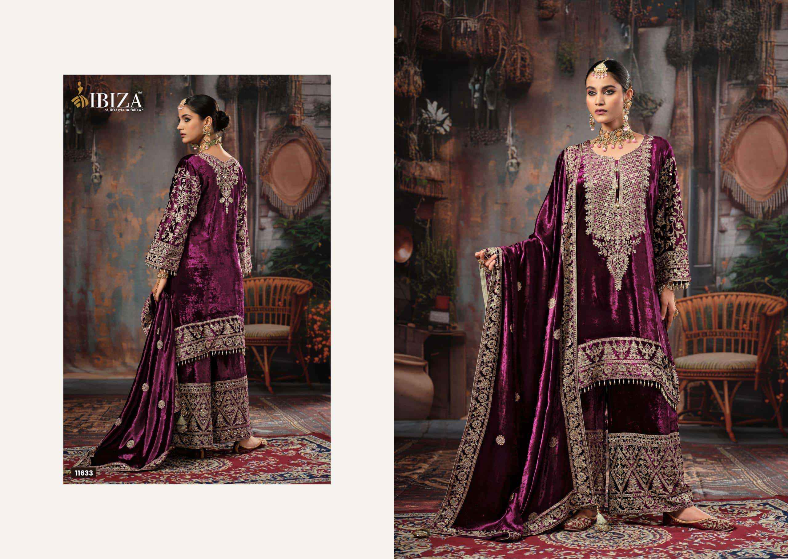 Ibiza Mehr Latest Designer Velvet Suit Catalog Wholesale Price