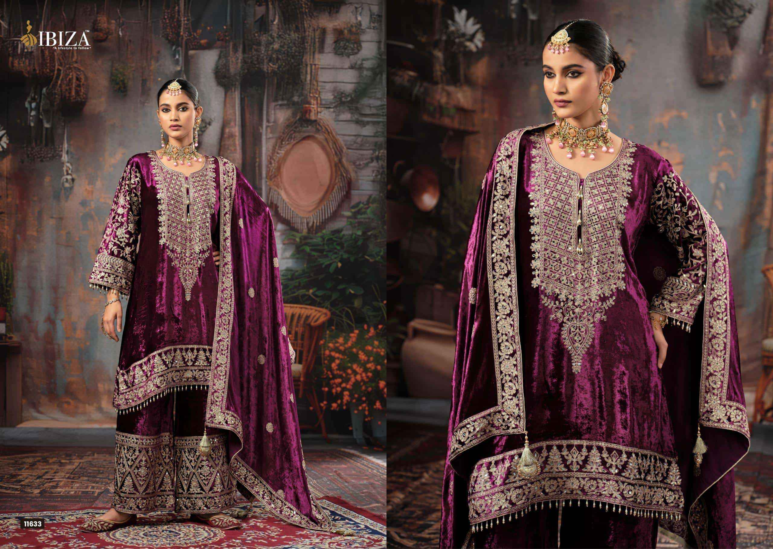 Ibiza Mehr Latest Designer Velvet Suit Catalog Wholesale Price