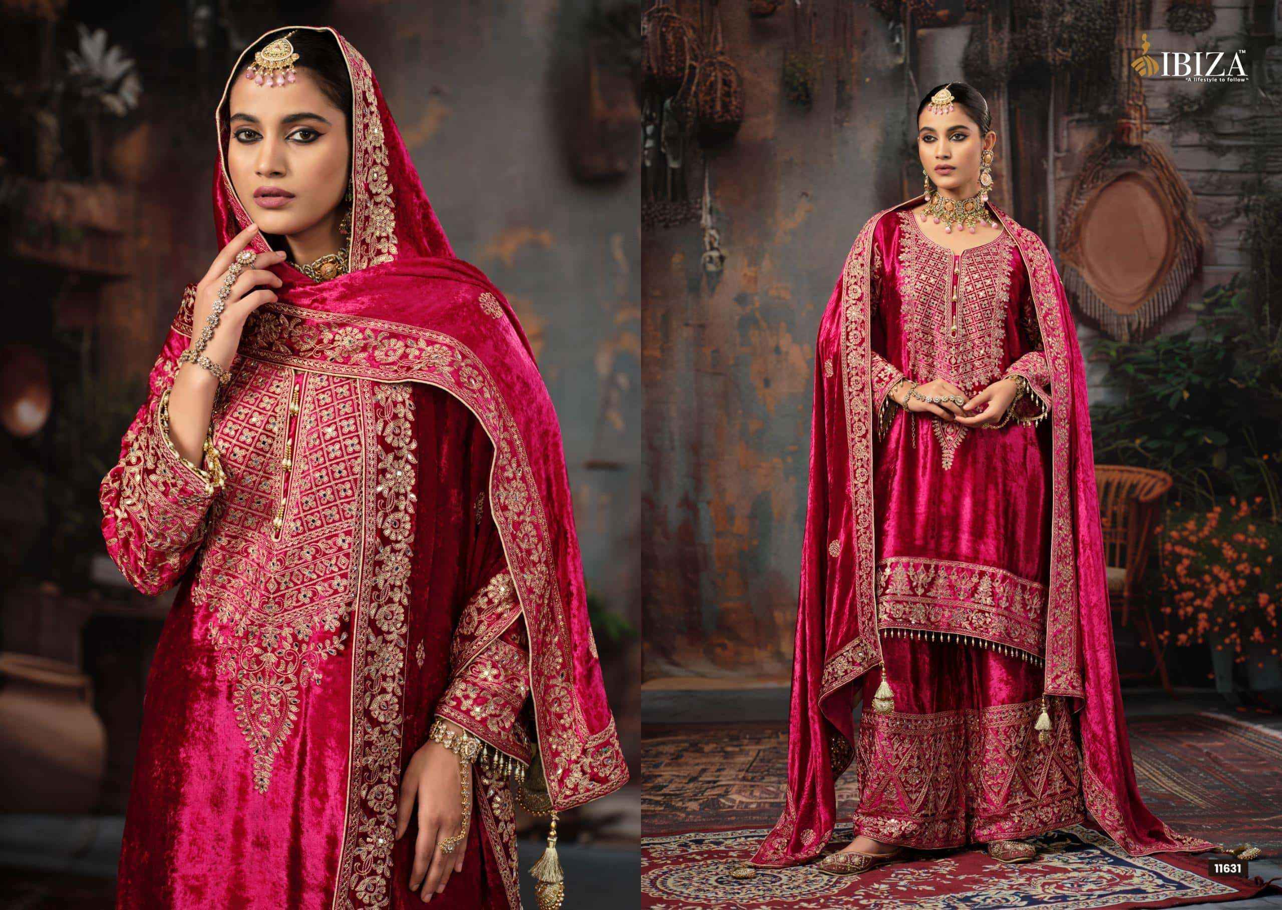 Ibiza Mehr Latest Designer Velvet Suit Catalog Wholesale Price