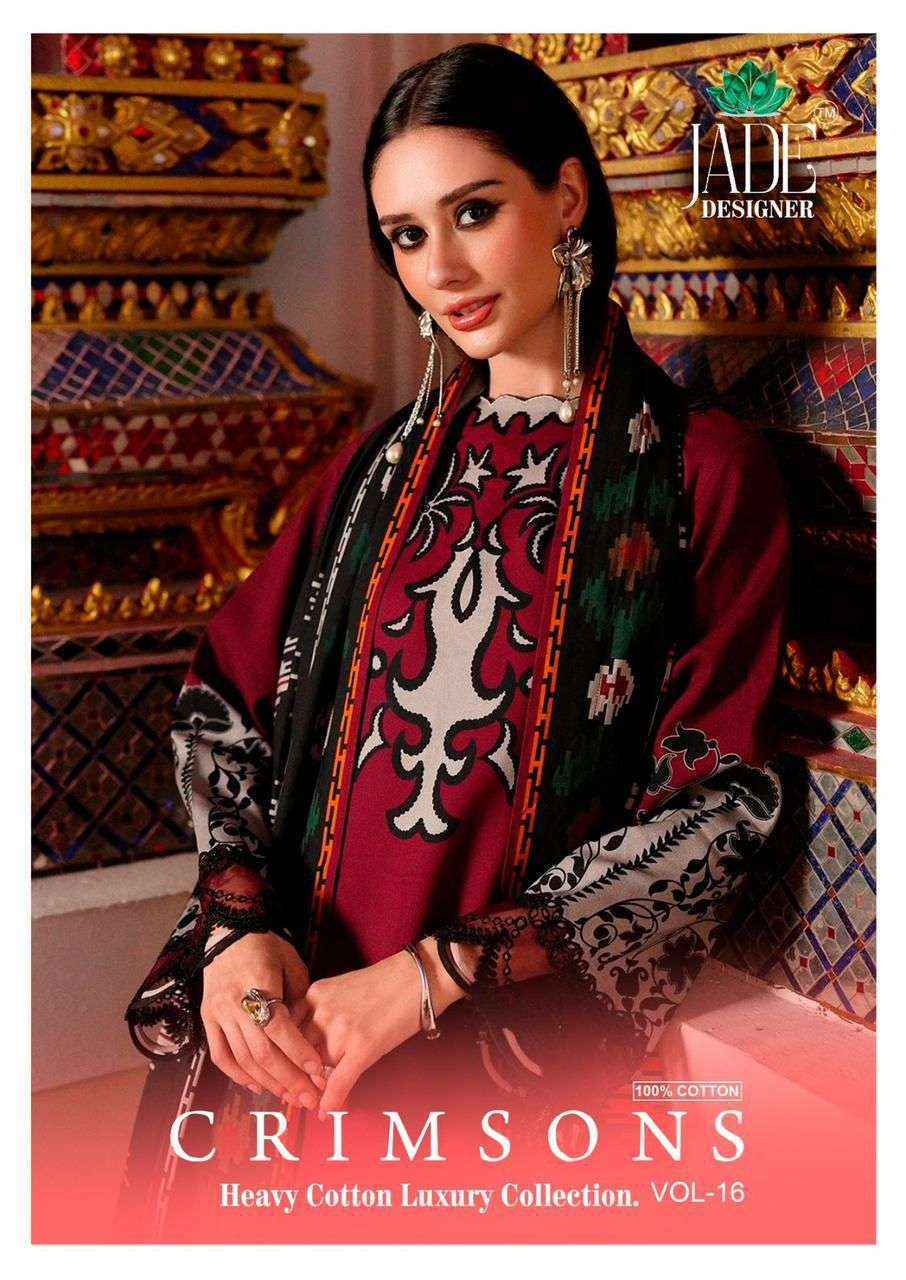 Jade Crimsons Vol 16 Cambric Cotton Salwar Kameez Wholesale Rate ( 6 Pcs Catalog )