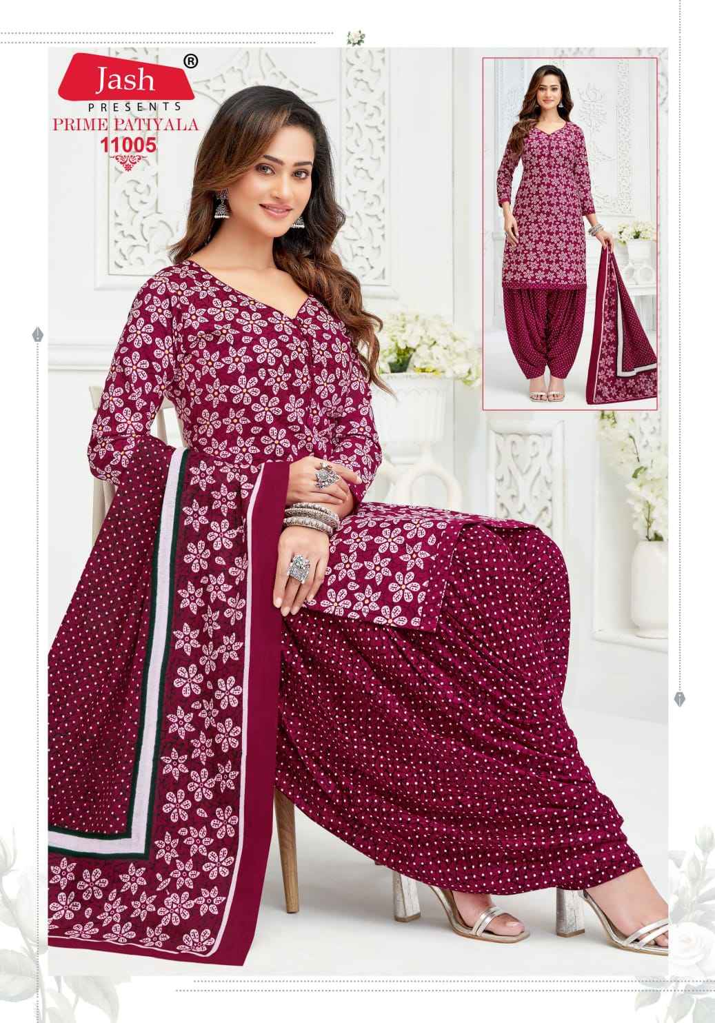 Jash Prime Patiyala Vol 11 Printed Cotton Salwar Kameez Wholesale Rate ( 10 Pcs Catalog )