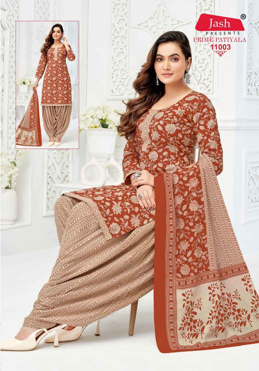 Jash Prime Patiyala Vol 11 Printed Cotton Salwar Kameez Wholesale Rate ( 10 Pcs Catalog )