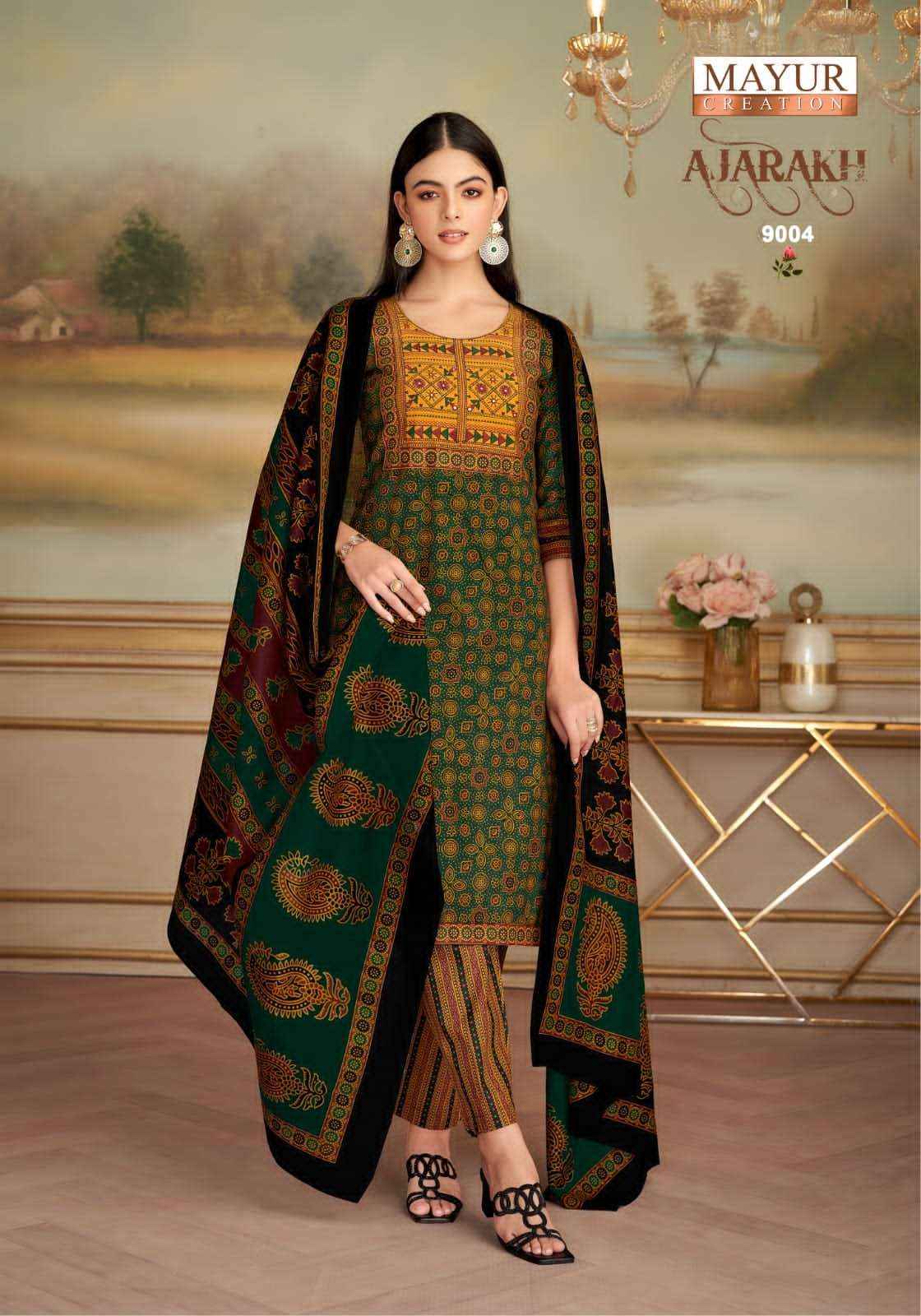 Mayur Mayur Ajarakh Vol 9 Readymade Cotton 3 Piece Pair Catalog Designs