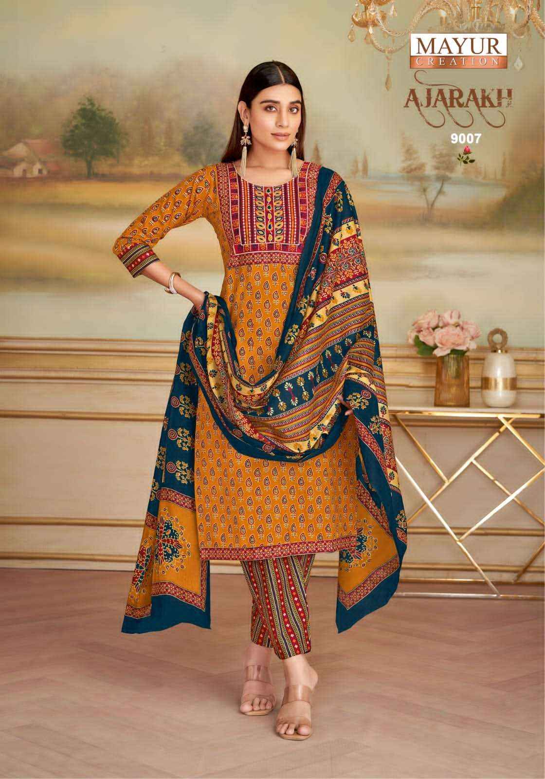Mayur Mayur Ajarakh Vol 9 Readymade Cotton 3 Piece Pair Catalog Designs