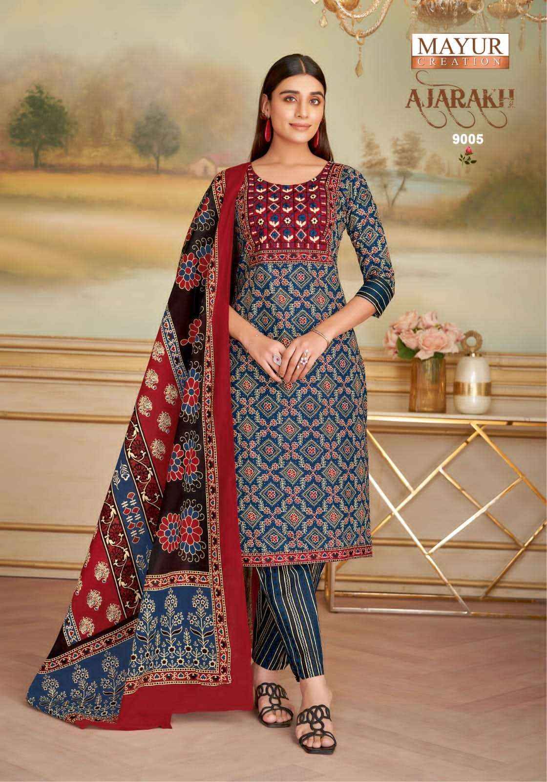 Mayur Mayur Ajarakh Vol 9 Readymade Cotton 3 Piece Pair Catalog Designs