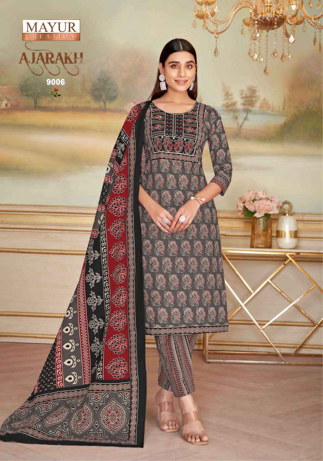 Mayur Mayur Ajarakh Vol 9 Readymade Cotton 3 Piece Pair Catalog Designs