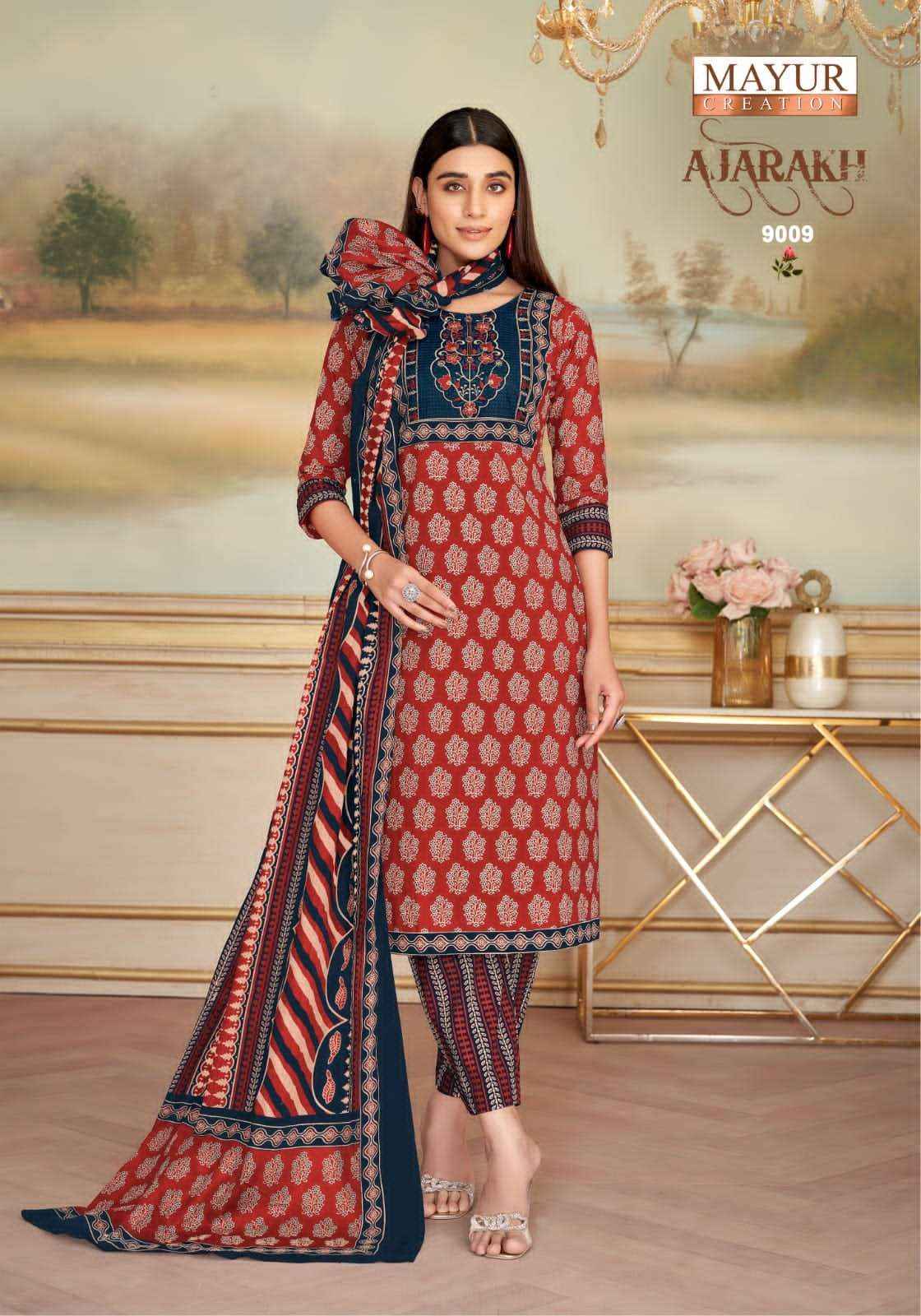 Mayur Mayur Ajarakh Vol 9 Readymade Cotton 3 Piece Pair Catalog Designs