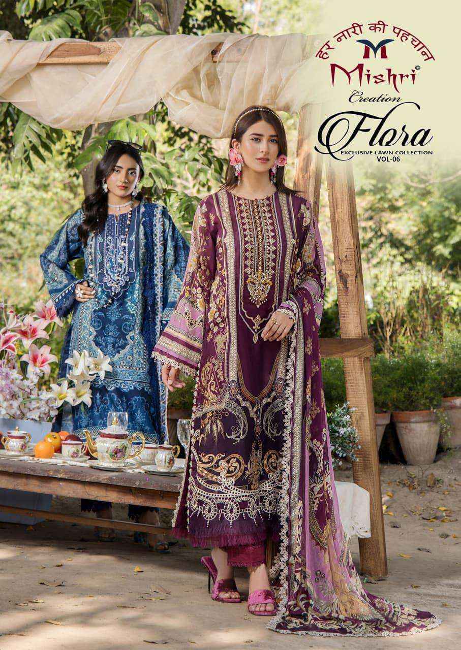 Mishri Creation Flora Vol 6 Lawn Cotton Salwar Kameez Wholesale Wholesale Rate ( 6 Pcs Catalog )