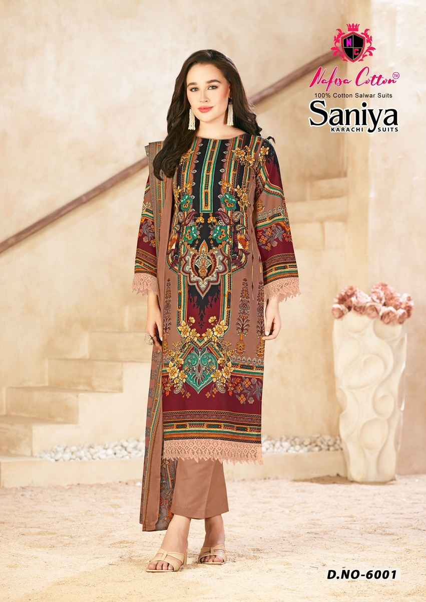 Nafisa Saniya Vol-6  Karachi Cotton Salwar Kameez Wholesale Rate ( 6 Pcs Catalog )