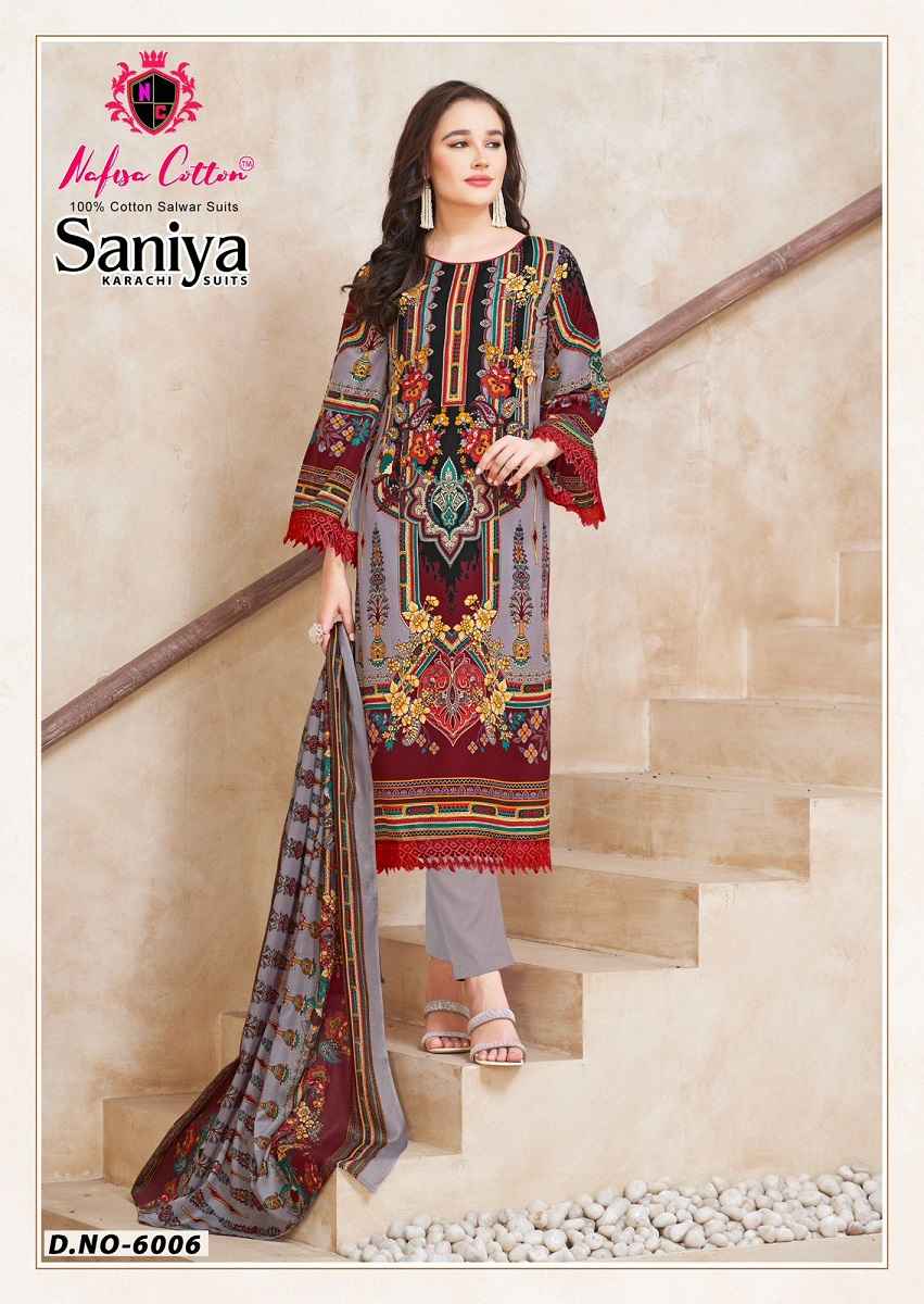 Nafisa Saniya Vol-6  Karachi Cotton Salwar Kameez Wholesale Rate ( 6 Pcs Catalog )