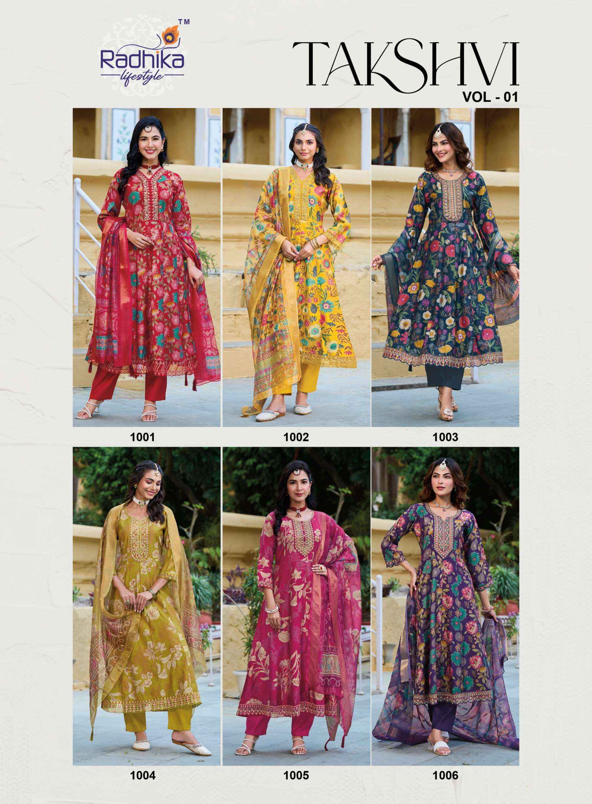 Radhika Lifestyle Takshvi Vol 1 Vertican Silk Kurti Combo Collection Wholesale Rate ( 6 Pcs Catalog )