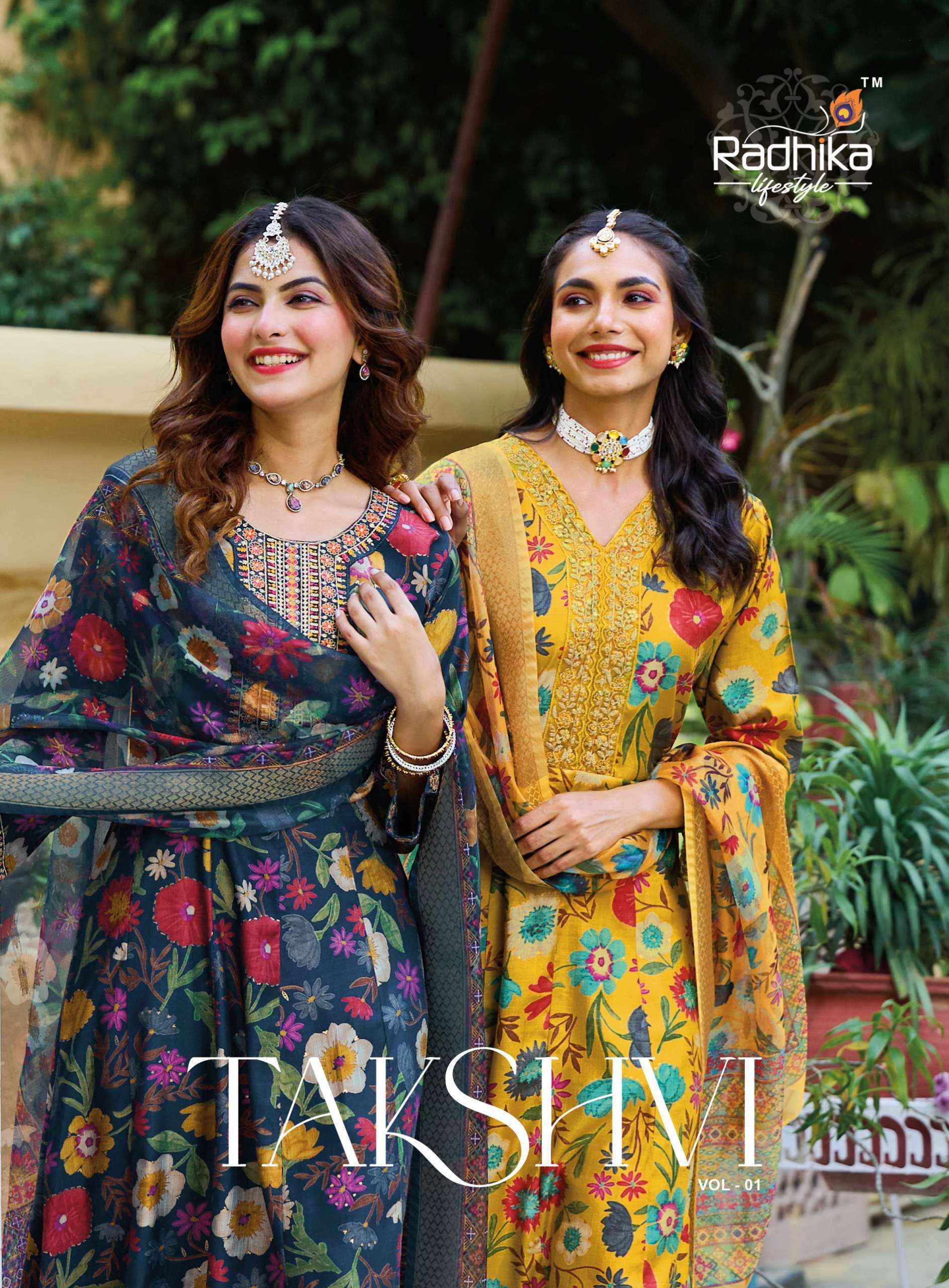 Radhika Lifestyle Takshvi Vol 1 Vertican Silk Kurti Combo Collection Wholesale Rate ( 6 Pcs Catalog )