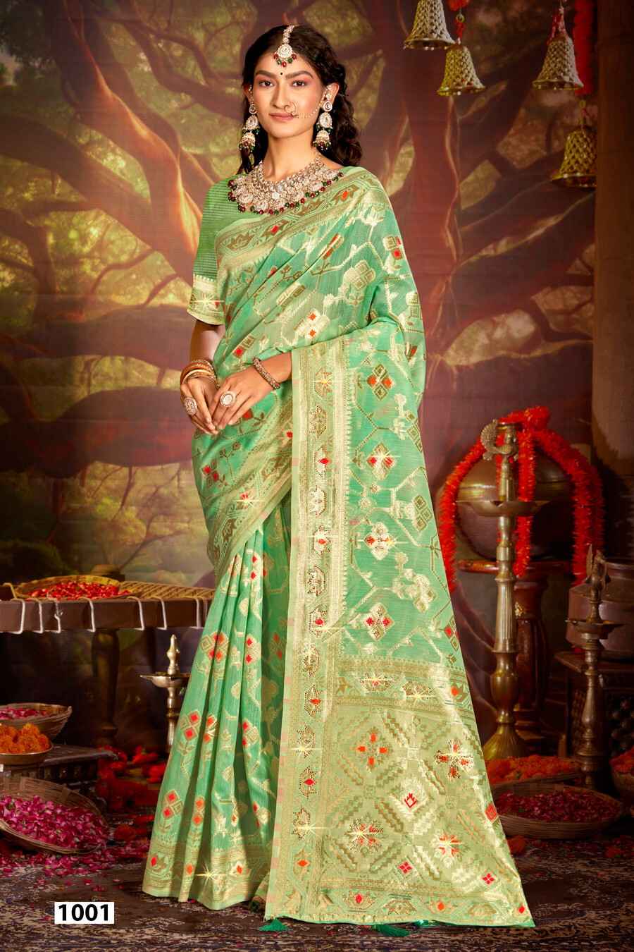 Saroj Almond Linen Saroski Vol 3 Linen Cotton Silk Traditional Saree Wholesale Price ( 6 Pcs Catalogue )