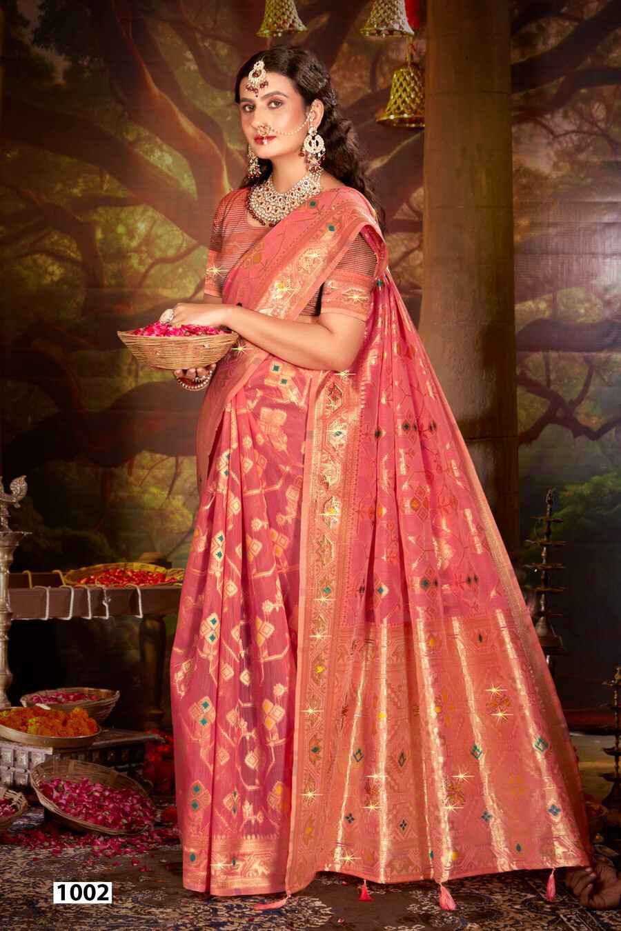 Saroj Almond Linen Saroski Vol 3 Linen Cotton Silk Traditional Saree Wholesale Price ( 6 Pcs Catalogue )