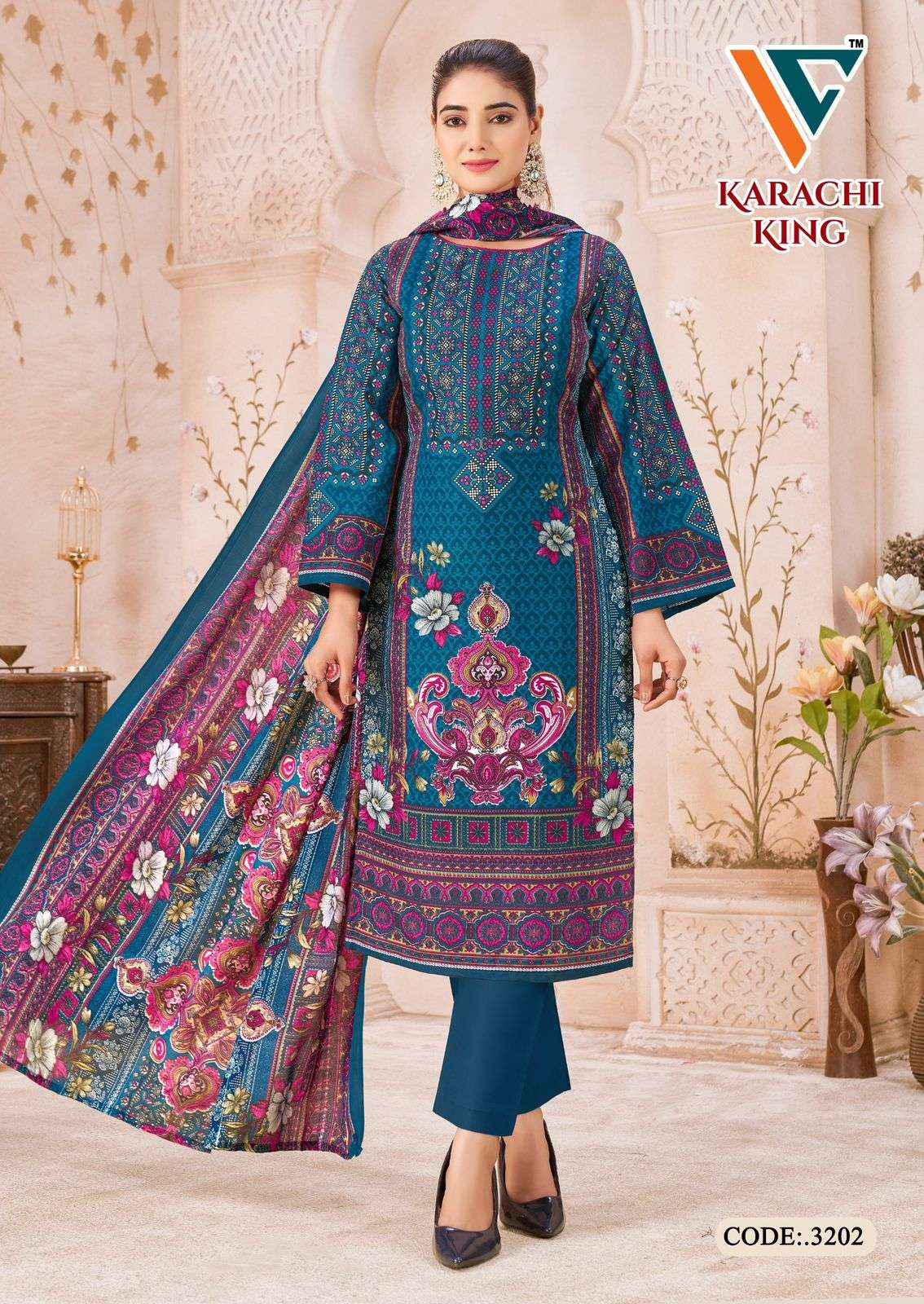 VANDANA CREATION KARACHI KING VOL 32 COTTON DIGITAL PRINTS SALWAR KAMEEZ WHOLESALE ( 8 PCS CATALOG )