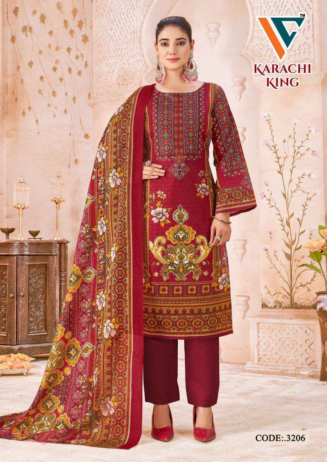 VANDANA CREATION KARACHI KING VOL 32 COTTON DIGITAL PRINTS SALWAR KAMEEZ WHOLESALE ( 8 PCS CATALOG )