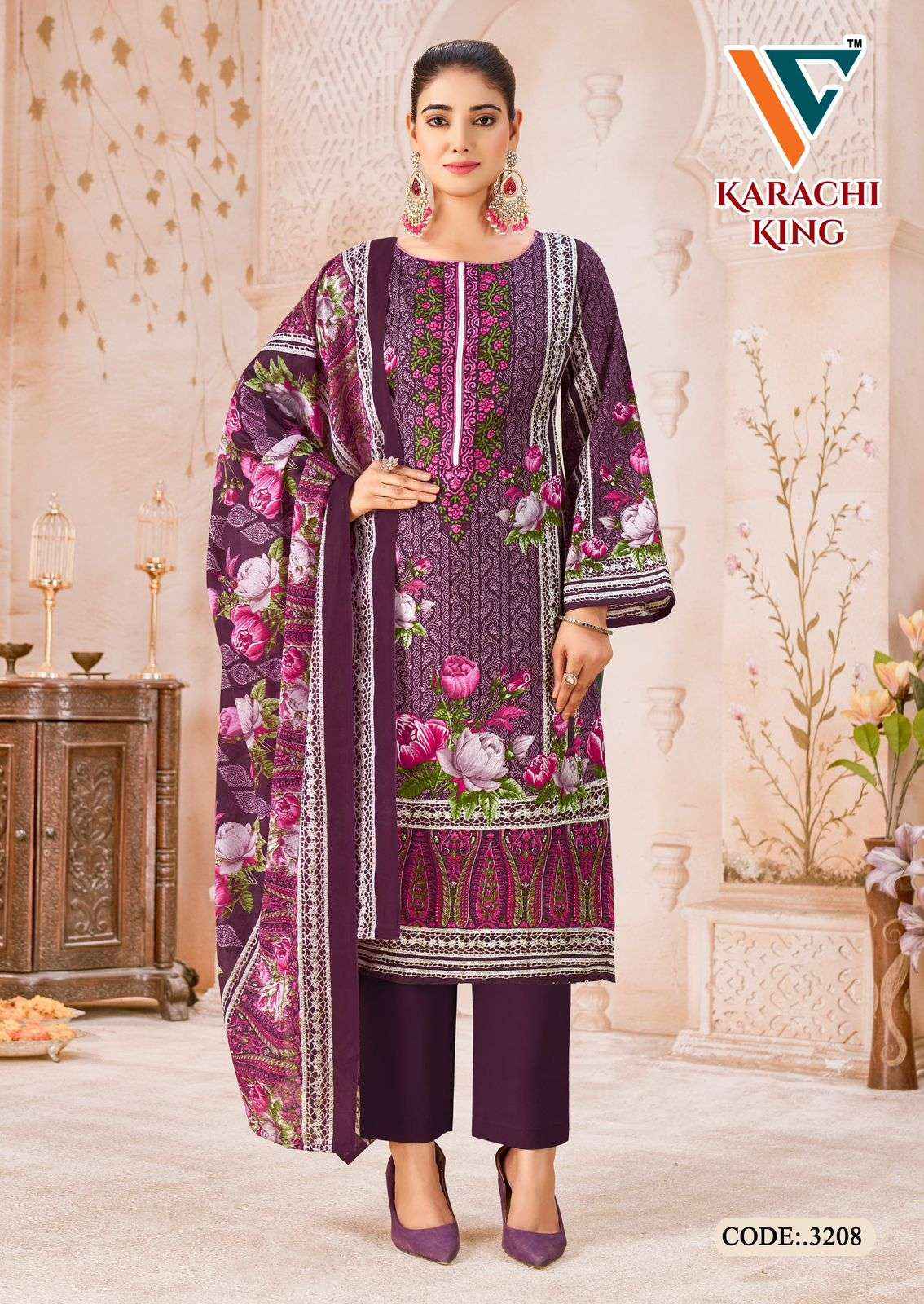 VANDANA CREATION KARACHI KING VOL 32 COTTON DIGITAL PRINTS SALWAR KAMEEZ WHOLESALE ( 8 PCS CATALOG )