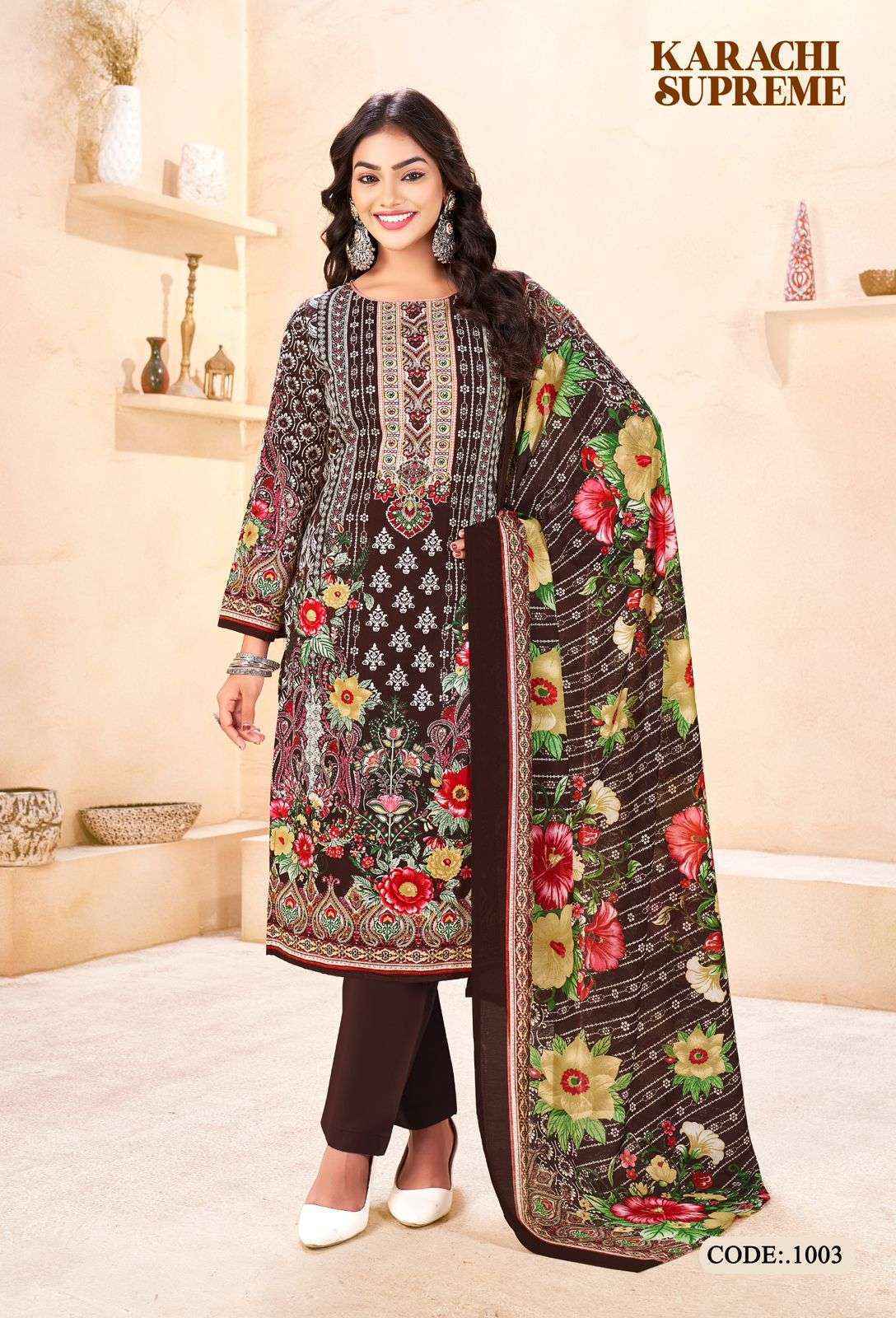 Vandana Creation Karachi Supreme 1 Cotton Dress Material Wholesale Market ( 8 pcs Catalogue )