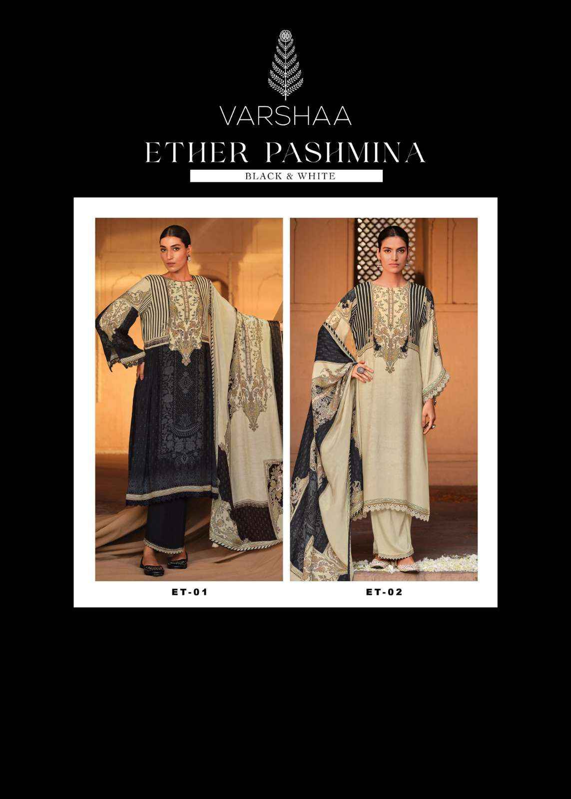 Varsha Ether Pashmina Excusive Designer Pashmina Dress Material Wholesale Rate ( 2 Pcs Catalog )