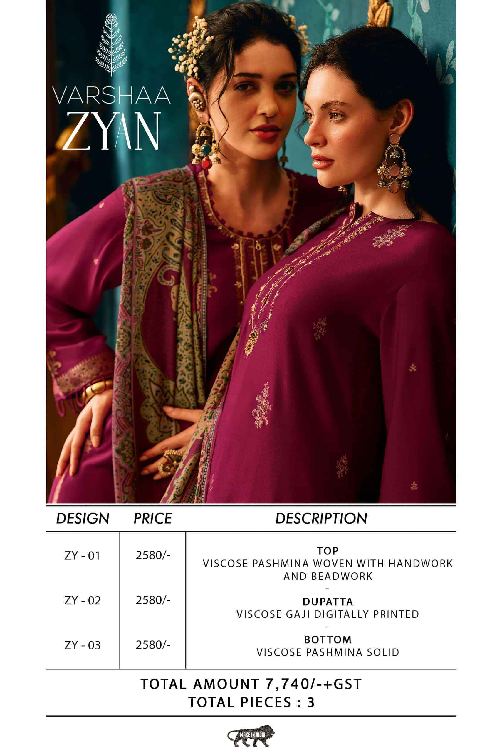 Varsha Zyan Winter Collection Fancy Ladie Dress Whlesale Rate ( 3 Pcs Catalog )