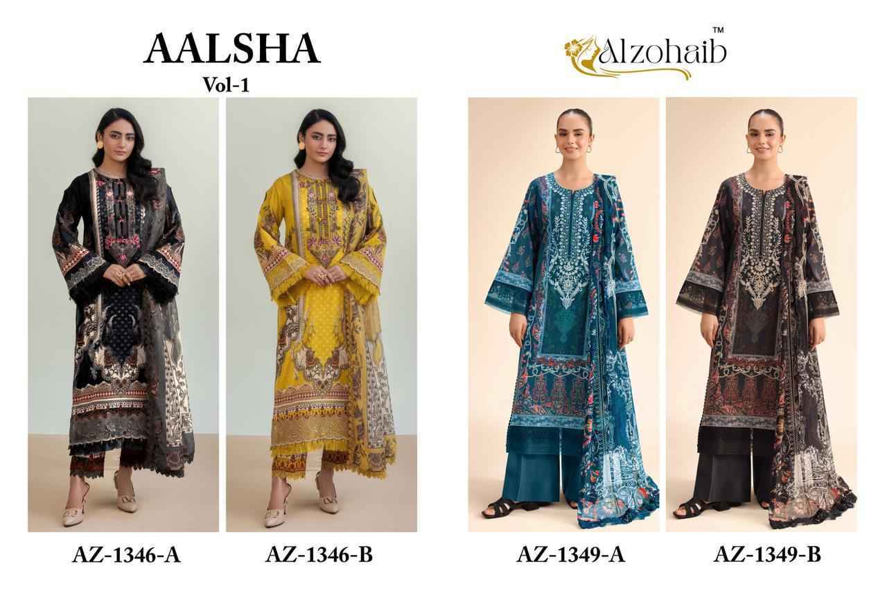 Al Zohaib Aalsha Vol 1 Cotton Salwar Kameez Wholesale Rate ( 4 Pcs Catalog )