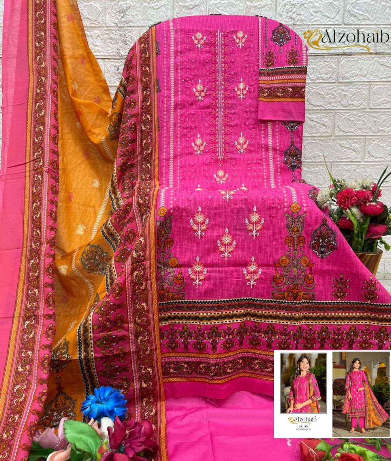 Al Zohaib Asmaa Cotton Dress Material Wholesale Rate ( 4 Pcs Catalog )