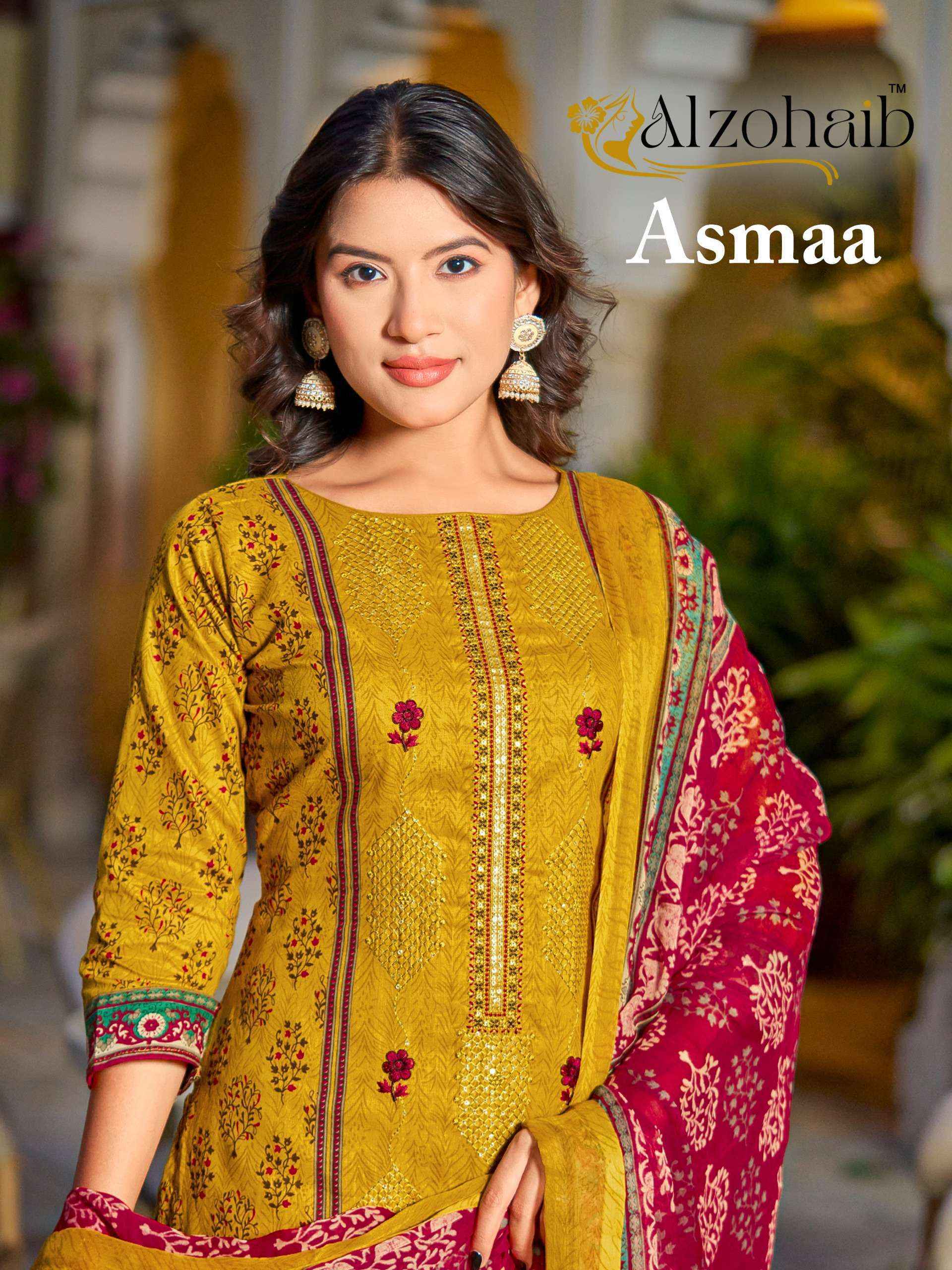 Al Zohaib Asmaa Cotton Dress Material Wholesale Rate ( 4 Pcs Catalog )