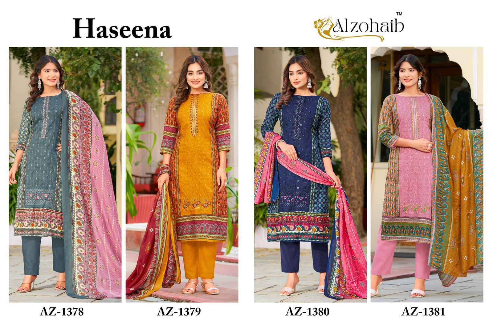 Al Zohaib Haseena Cotton Salwar Suit Wholesale Rate ( 4 Pcs Catalog )