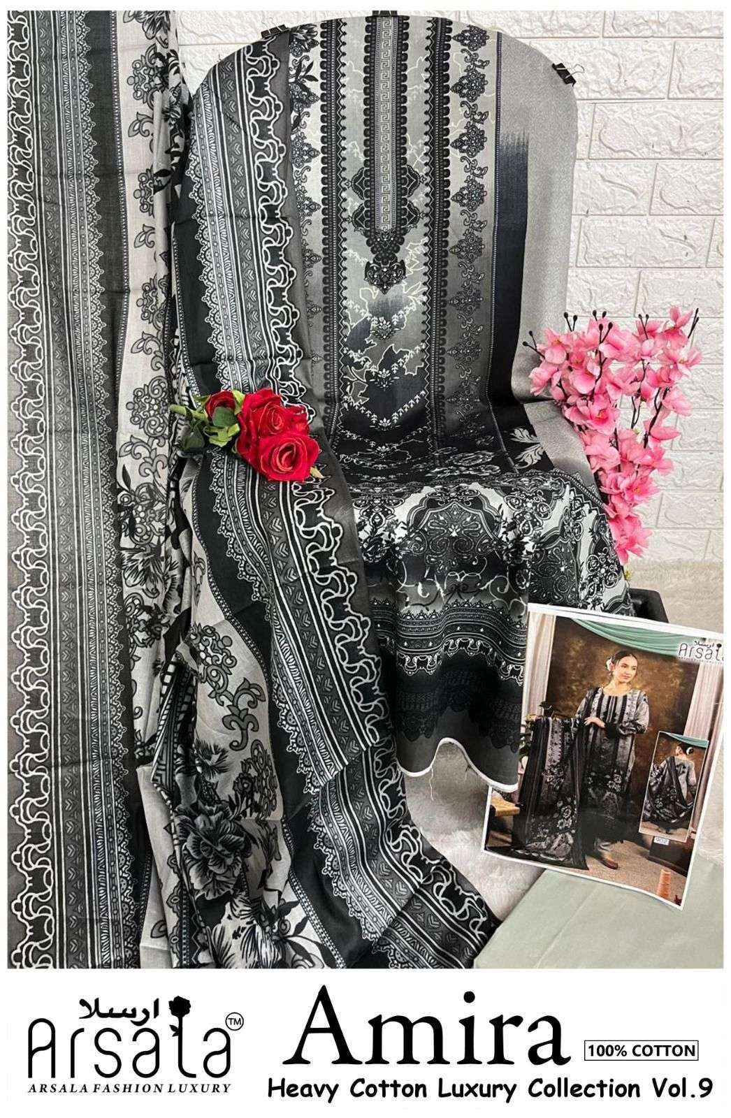 Arsala Amira Vol 9 Pure Heavy Lawn Cotton Salwar Kameez Wholesale Rate ( 6 Pcs Catalog )