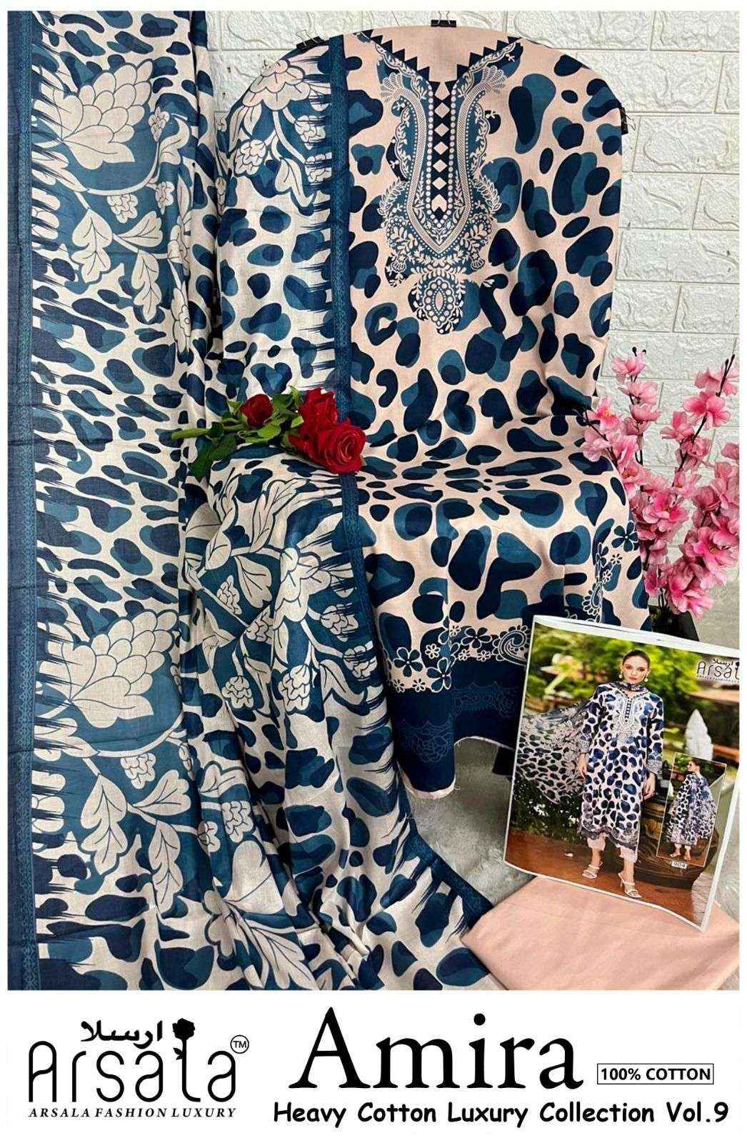 Arsala Amira Vol 9 Pure Heavy Lawn Cotton Salwar Kameez Wholesale Rate ( 6 Pcs Catalog )