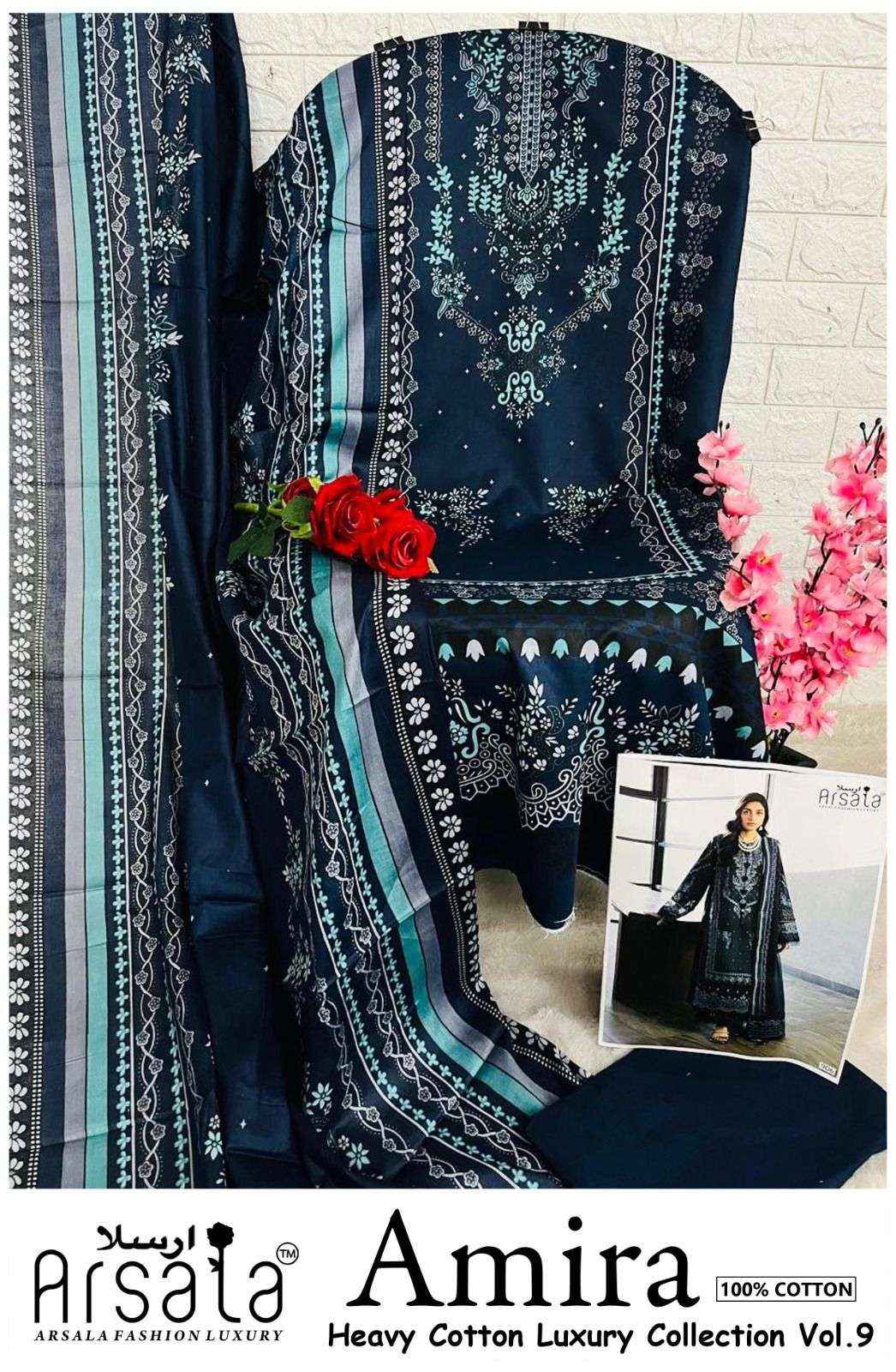 Arsala Amira Vol 9 Pure Heavy Lawn Cotton Salwar Kameez Wholesale Rate ( 6 Pcs Catalog )