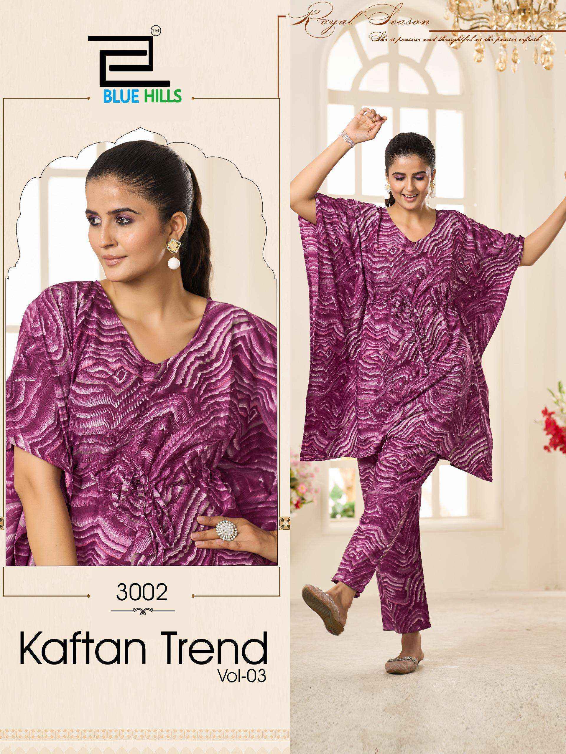 Blue Hills Kaftan Trend Vol 3 Crepe KaftanWith Bottom Wholesale Rate ( 3 Pcs Catalog )
