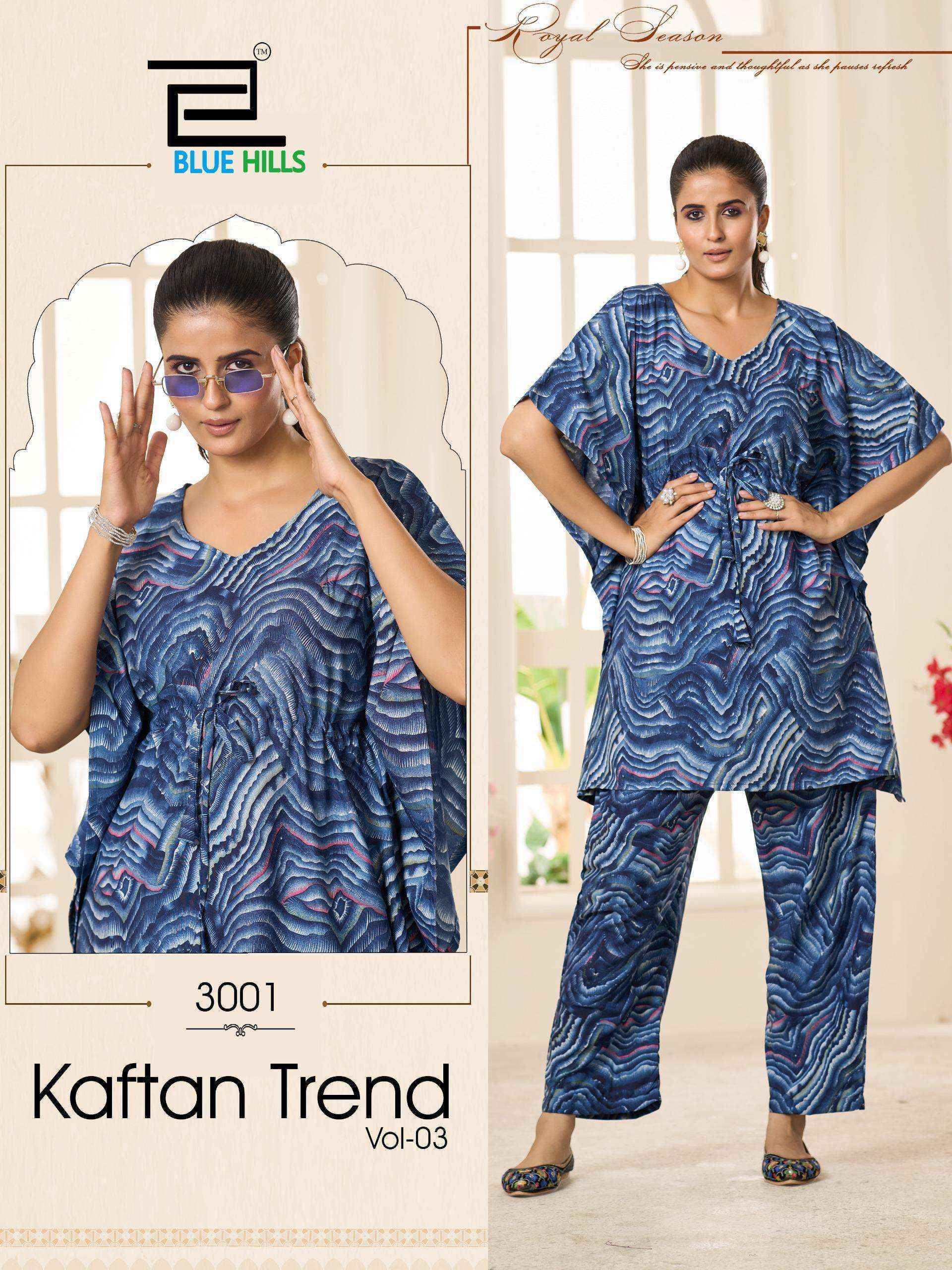 Blue Hills Kaftan Trend Vol 3 Crepe KaftanWith Bottom Wholesale Rate ( 3 Pcs Catalog )