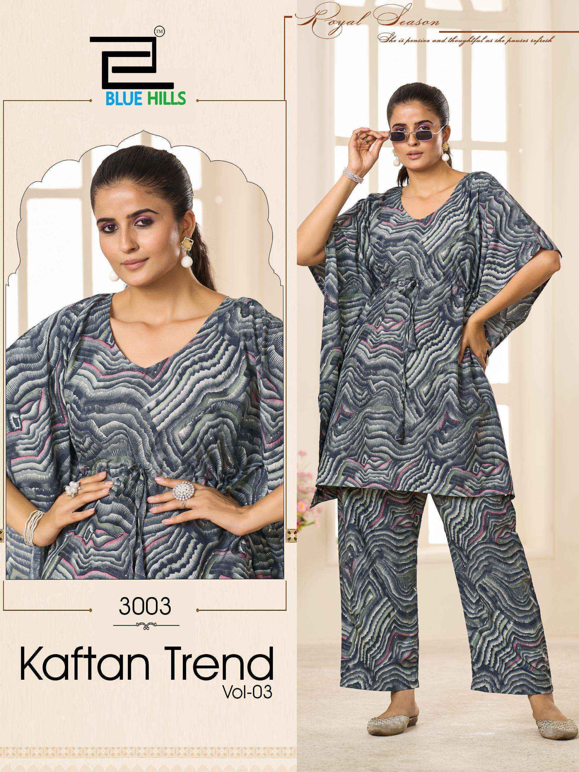 Blue Hills Kaftan Trend Vol 3 Crepe KaftanWith Bottom Wholesale Rate ( 3 Pcs Catalog )
