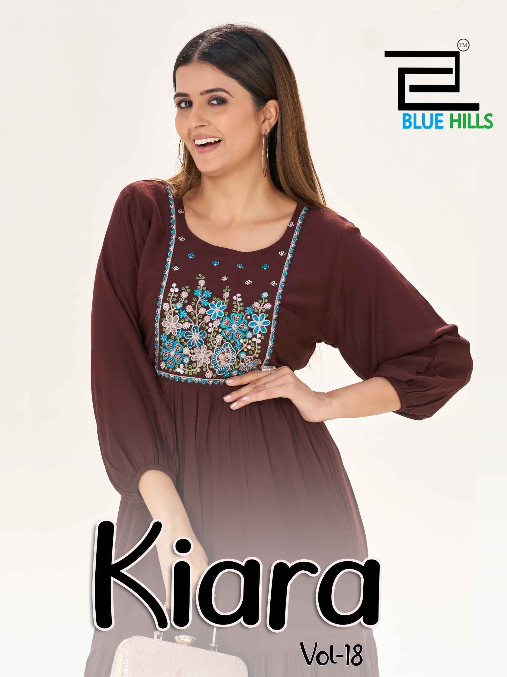 Blue Hills Kiara vol 18 Rayon Top Wholesale Rate ( 5 Pcs Catalog )