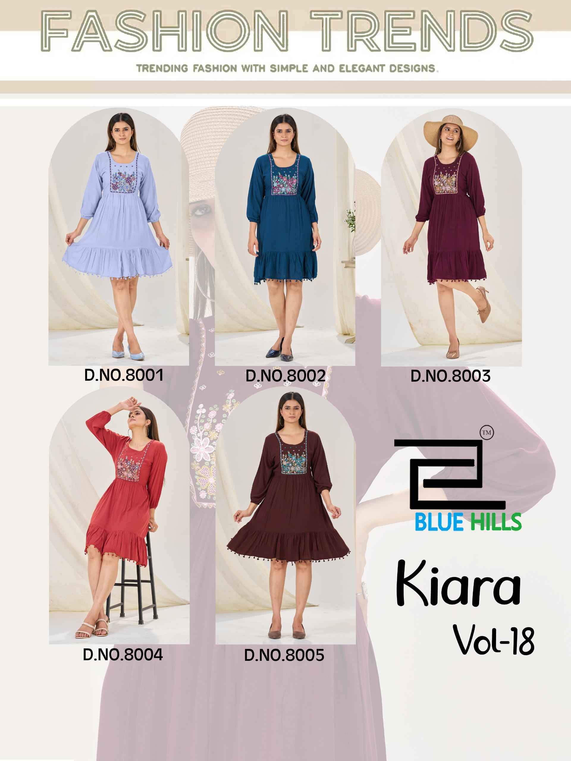 Blue Hills Kiara vol 18 Rayon Top Wholesale Rate ( 5 Pcs Catalog )