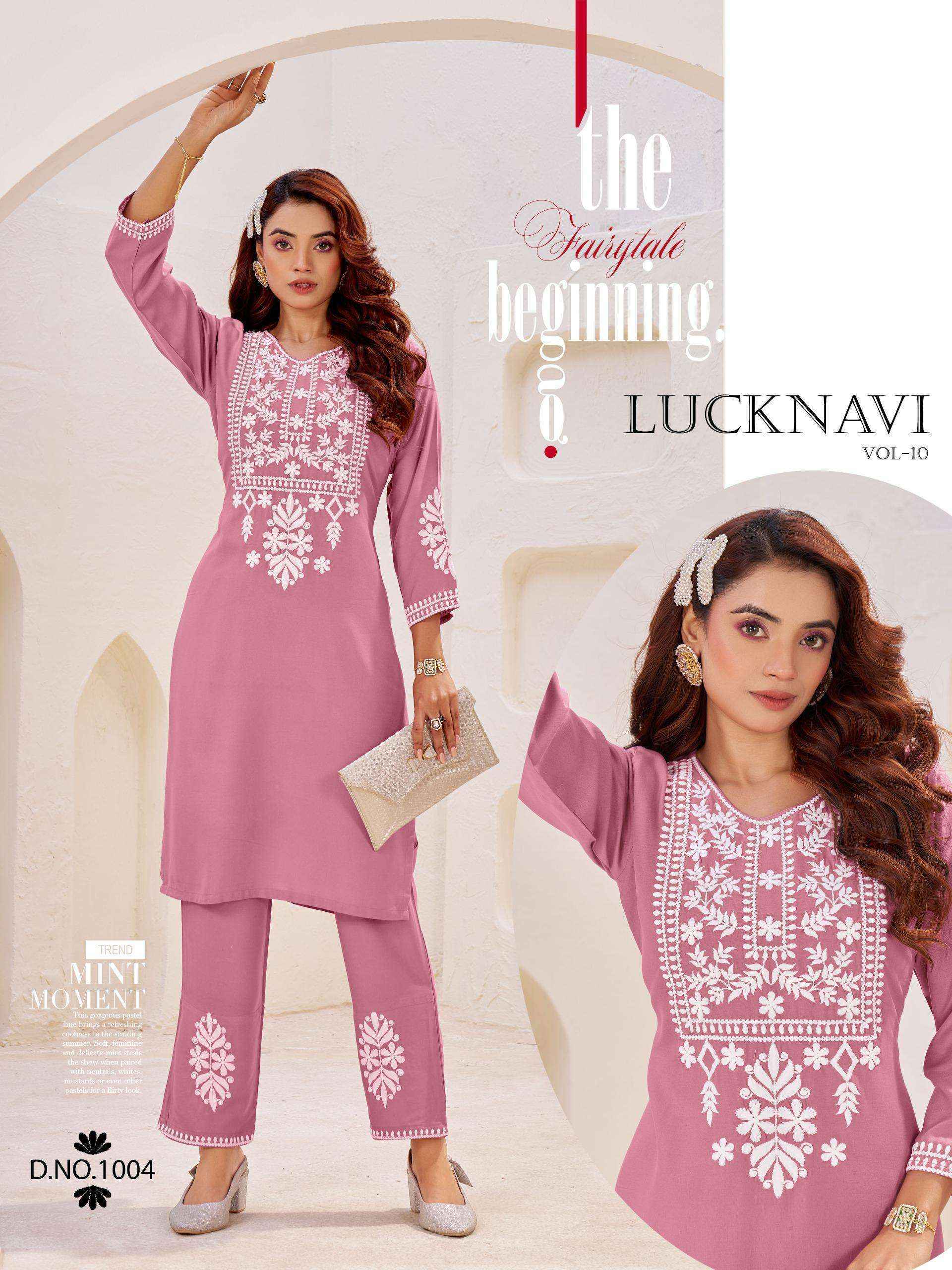 Blue Hills Lucknavi Vol 10 Rayon Kurti With Bottom Set Wholesale Rate ( 4 Pcs Catalog )