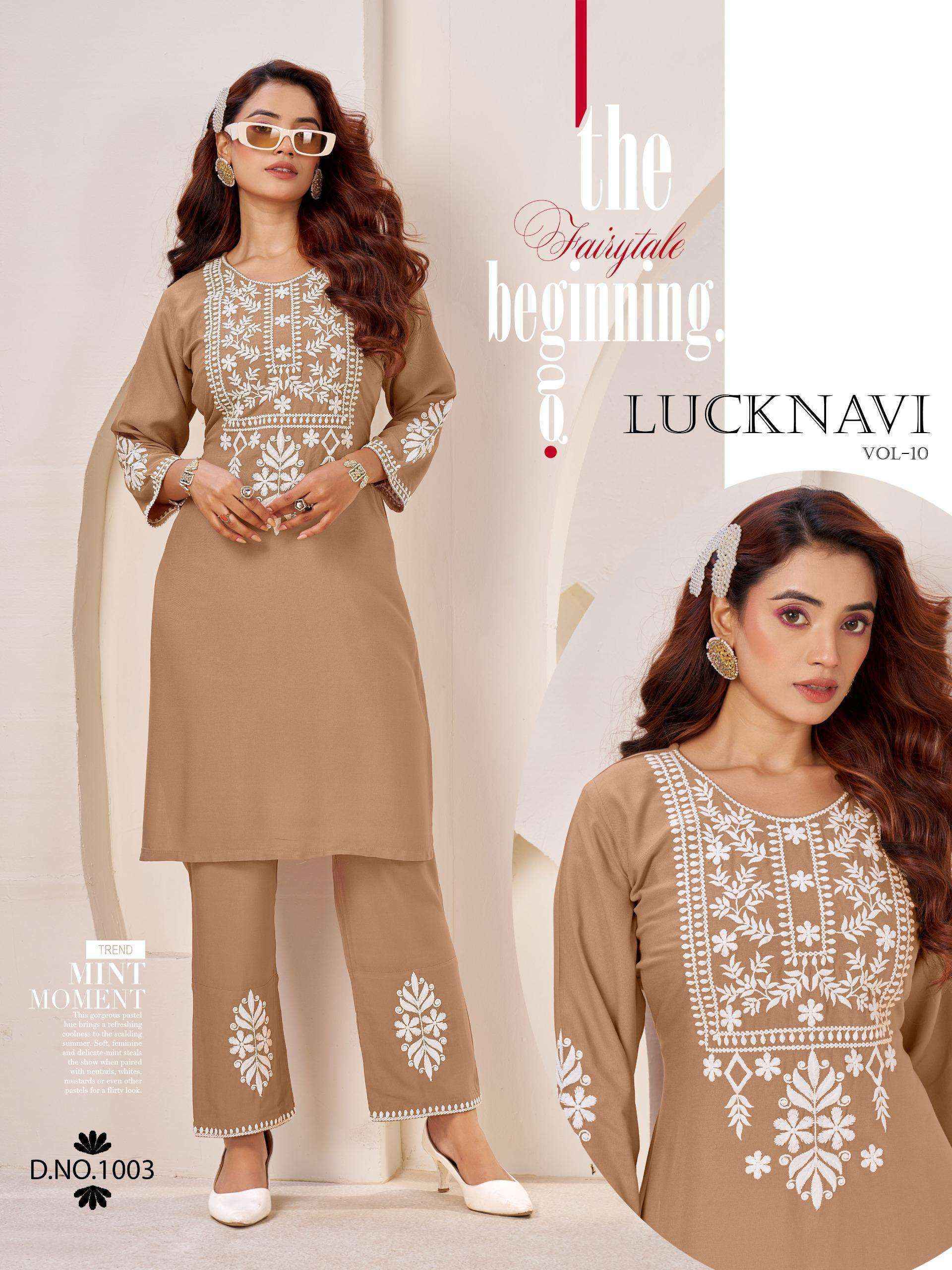 Blue Hills Lucknavi Vol 10 Rayon Kurti With Bottom Set Wholesale Rate ( 4 Pcs Catalog )