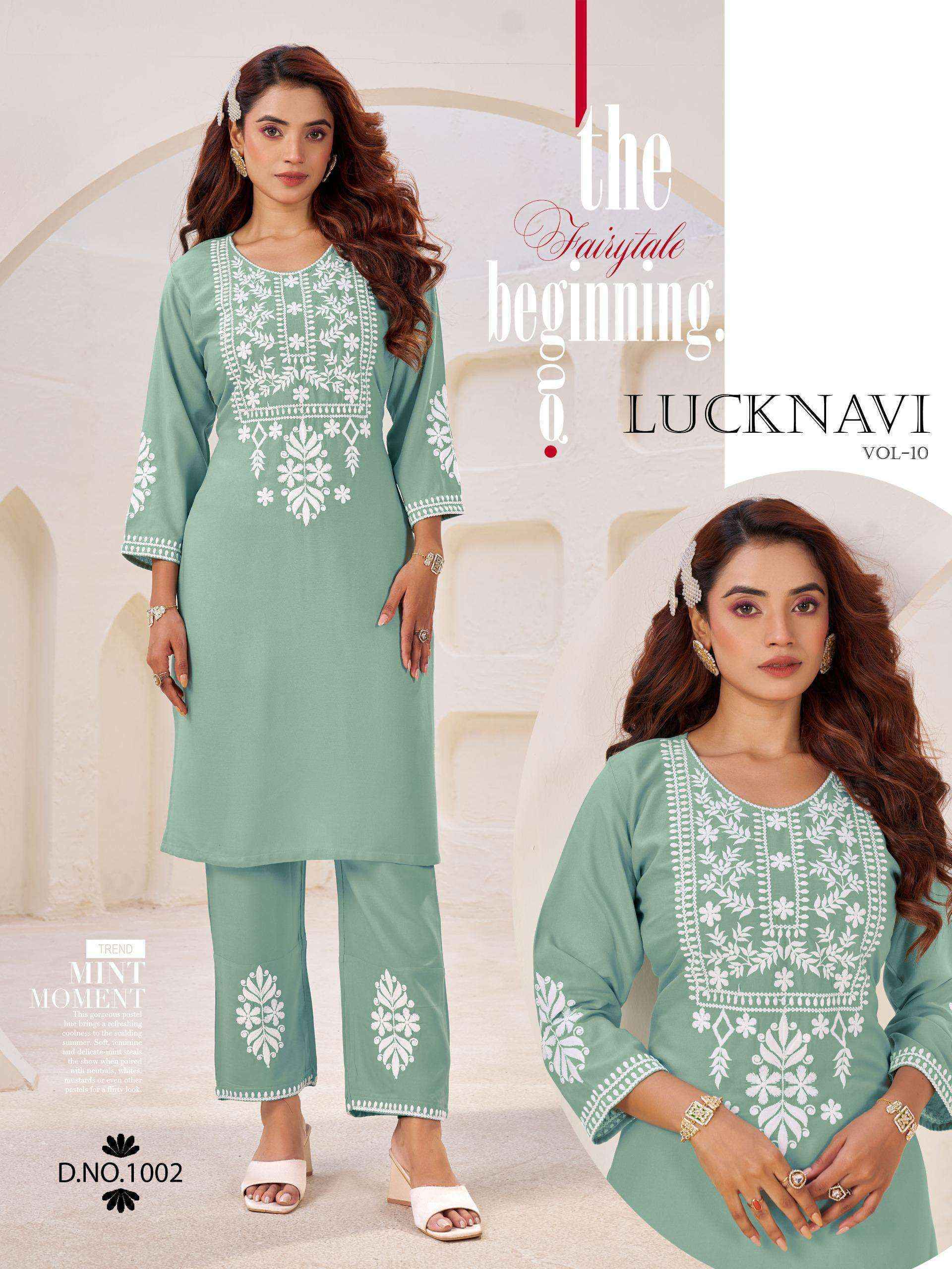 Blue Hills Lucknavi Vol 10 Rayon Kurti With Bottom Set Wholesale Rate ( 4 Pcs Catalog )