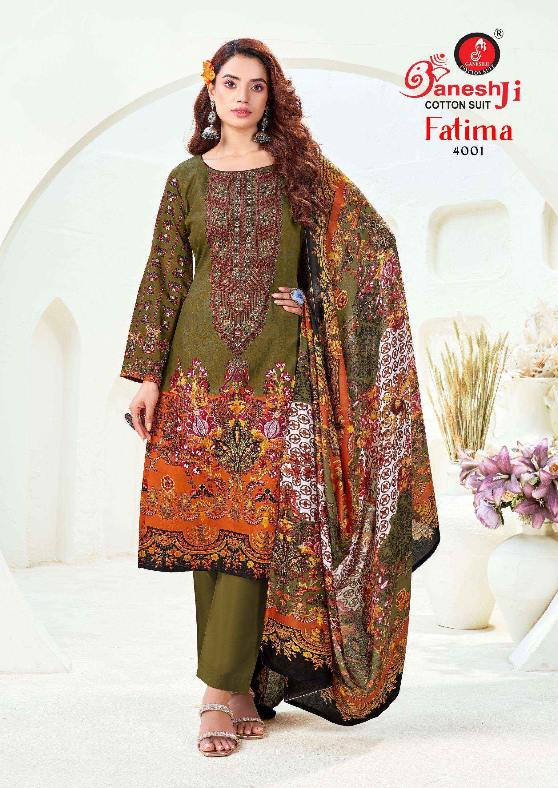 Ganesh Ji Fatima Vol 4 Cotton Salwar Kameez Wholesale Rate ( 8 Pcs Catalog )