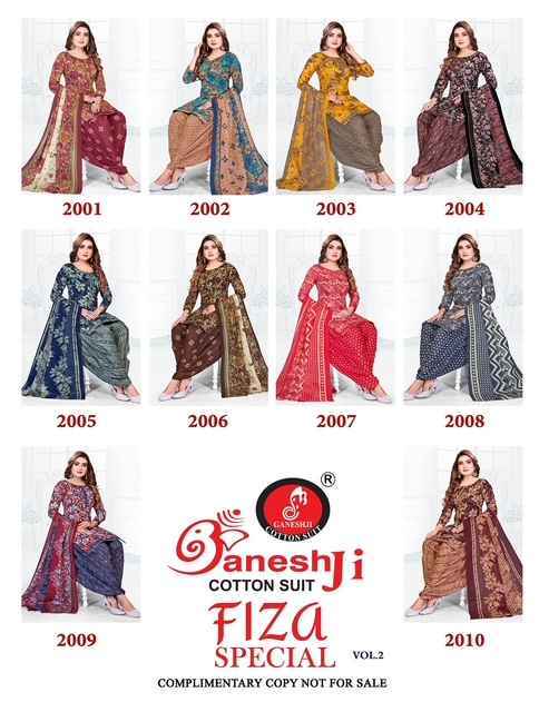 Ganesh Ji Fiza Vol 2 Cotton Salwar Kameez Wholesale Rate ( 10 Pcs Catalog )