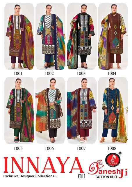 Ganesh Ji Innaya Vol 1 Cotton Salwar Kameez Wholesale Rate ( 8 Pcs Catalog )