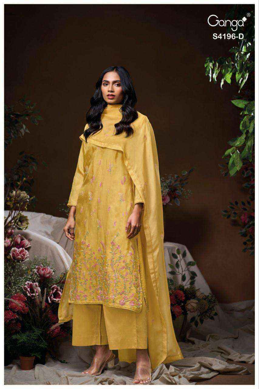 Ganga Biyona 4196 Silk Jacquard Salwar Kameez Wholesale Rate ( 4 Pcs Catalog )