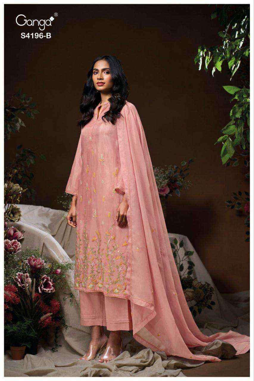 Ganga Biyona 4196 Silk Jacquard Salwar Kameez Wholesale Rate ( 4 Pcs Catalog )