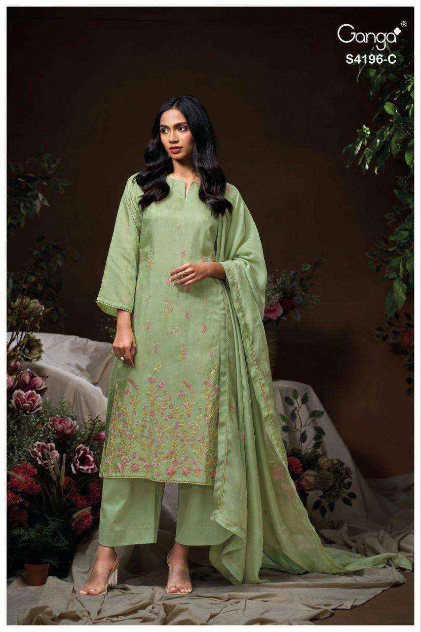 Ganga Biyona 4196 Silk Jacquard Salwar Kameez Wholesale Rate ( 4 Pcs Catalog )