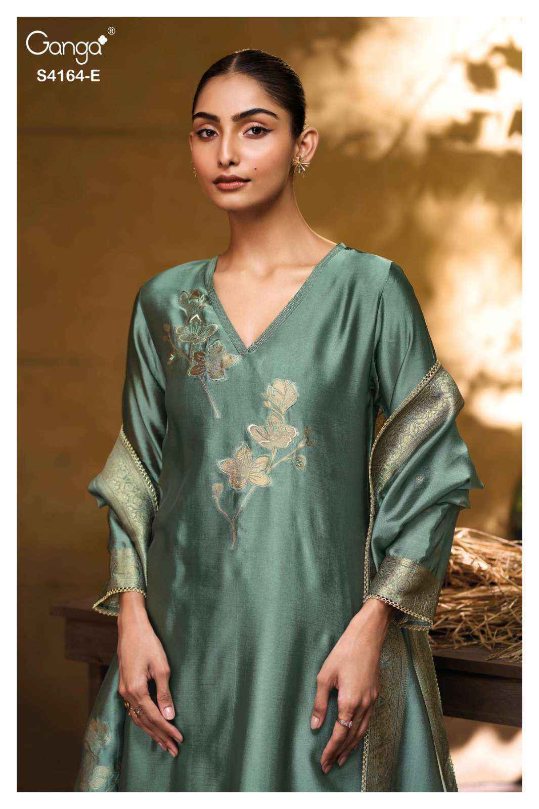 Ganga Fashion Hanie 4164 Partywear Style Silk Designer Salwar Suit Wholesale Rate ( 8 Pcs Catalog )