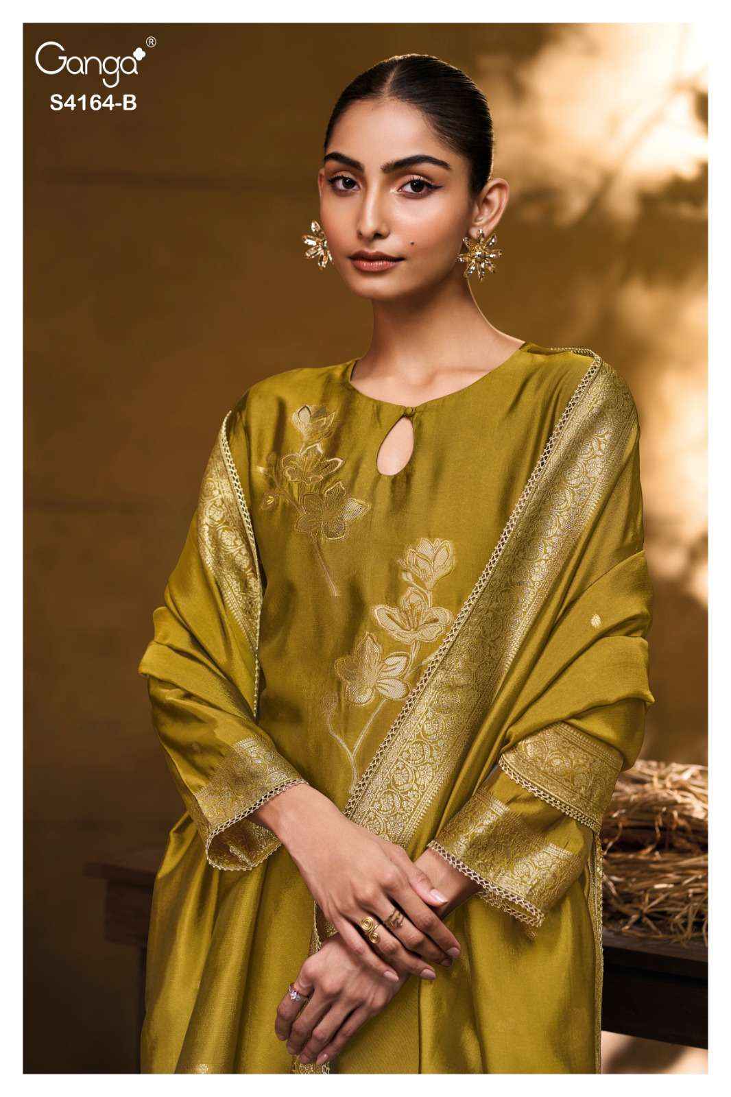 Ganga Fashion Hanie 4164 Partywear Style Silk Designer Salwar Suit Wholesale Rate ( 8 Pcs Catalog )