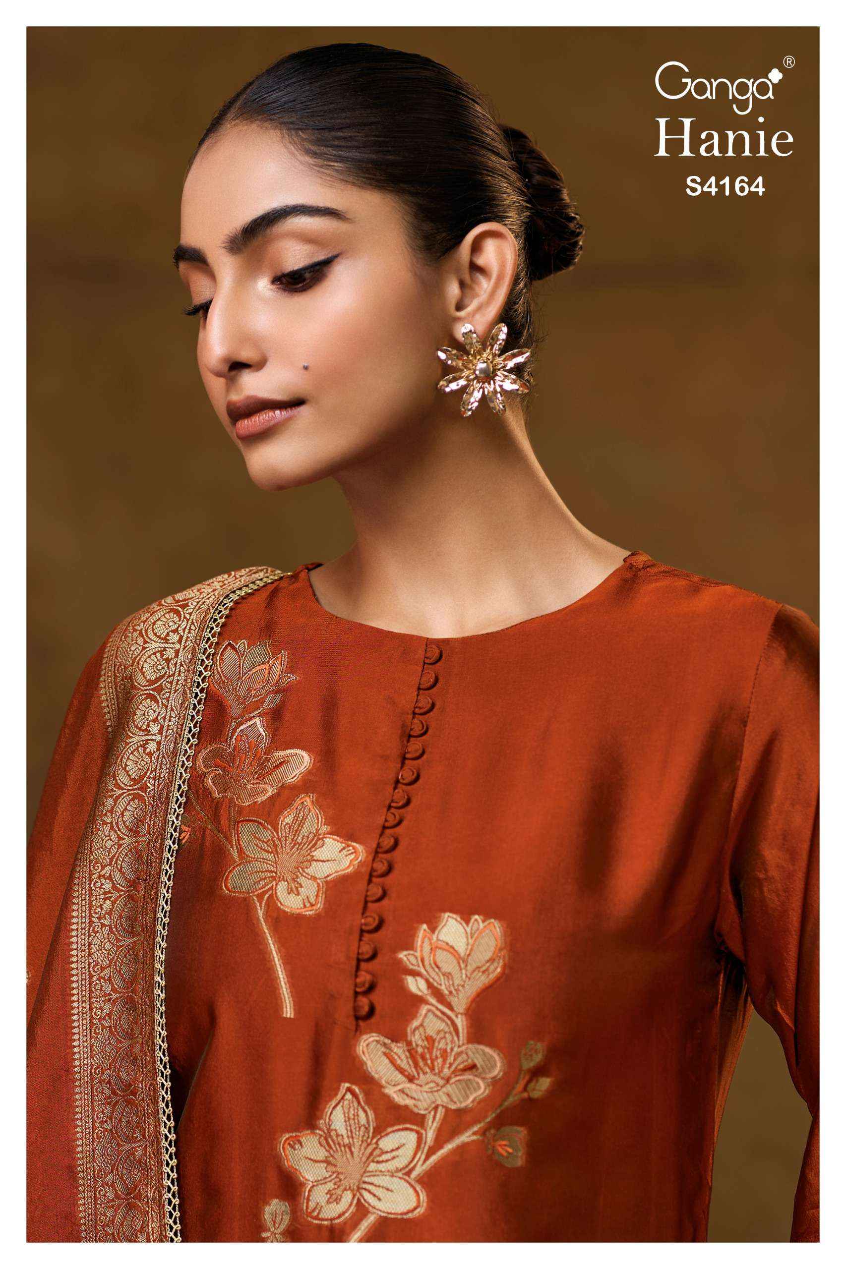 Ganga Fashion Hanie 4164 Partywear Style Silk Designer Salwar Suit Wholesale Rate ( 8 Pcs Catalog )