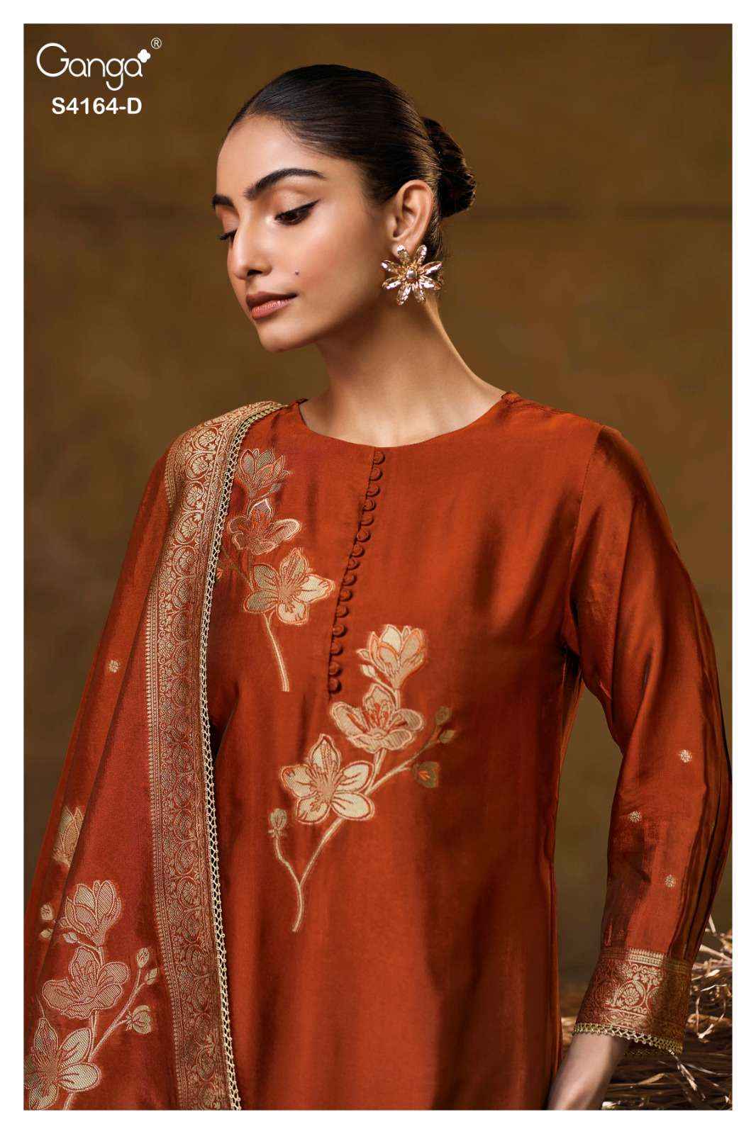 Ganga Fashion Hanie 4164 Partywear Style Silk Designer Salwar Suit Wholesale Rate ( 8 Pcs Catalog )