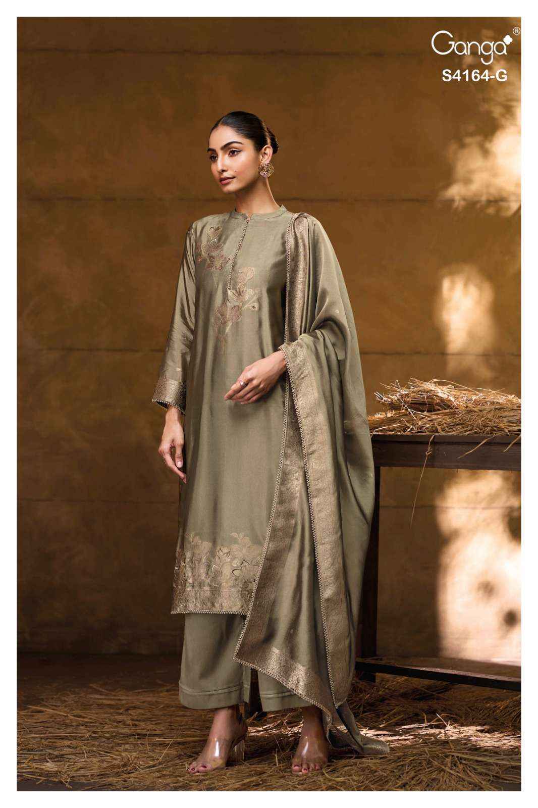 Ganga Fashion Hanie 4164 Partywear Style Silk Designer Salwar Suit Wholesale Rate ( 8 Pcs Catalog )